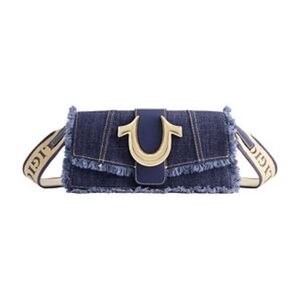 Denim Crossbody Bag with Gold Accent